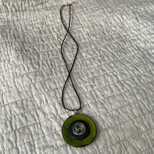 Green and Black Spiral Pendant Necklace